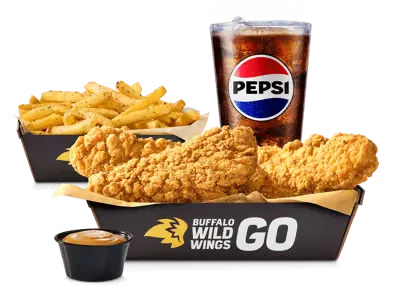 Three piece crispy chicken dippers lunch combo with fries and drink on Buffalo Wild Wings menu