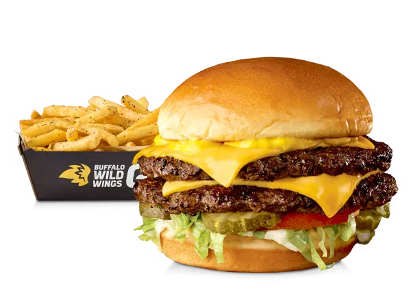 Classic cheeseburger with beef patty, melted cheese, lettuce, and bun.