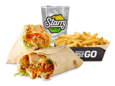Buffalo ranch chicken wrap combo with fries and soft drink on Buffalo Wild Wings menu