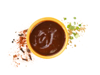 Caribbean jerk sauce with rich brown color and island spices