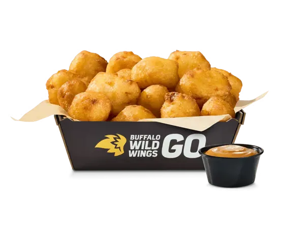 Buffalo Wild Wings cheddar cheese curds with dipping sauce