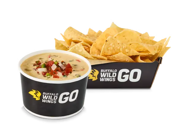 Buffalo Wild Wings hatch queso dip with tortilla chips