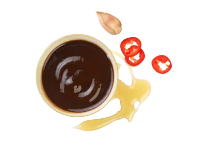 Honey BBQ sauce with rich smoky glaze and sweet barbecue flavor