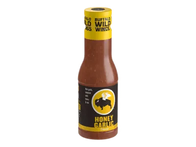 Honey garlic sauce bottle with sweet savory flavor 160 calories