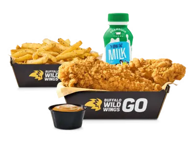 Kids chicken dippers meal with high calorie count shown on menu