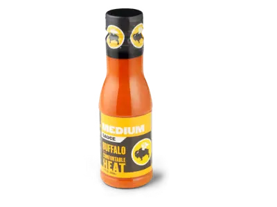 Medium buffalo sauce bottle with balanced spicy taste 30 calories
