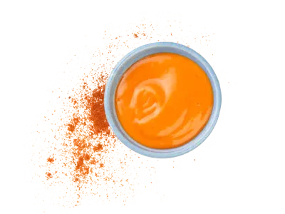 Medium sauce with balanced heat and smooth orange consistency