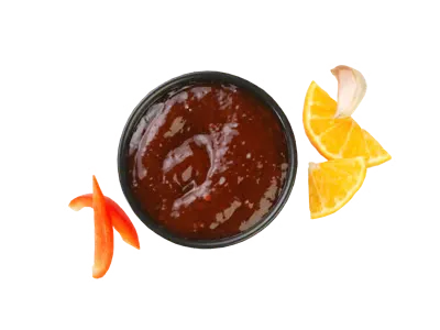 Orange chicken sauce with sweet citrus flavor and glossy texture