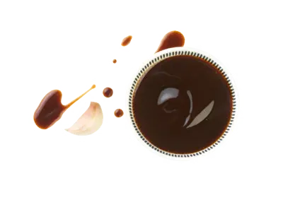 Teriyaki sauce with glossy dark finish and sweet savory taste