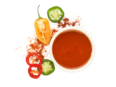 Wild sauce with deep red color and extra hot spicy flavor